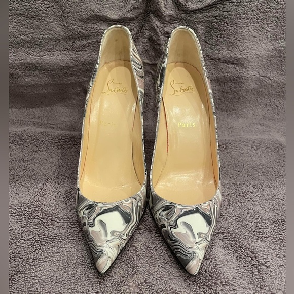 Christian Louboutin Worn Twice Patent Marble Swirl Pigalle Follies 100 Size 39 - Picture 6 of 14